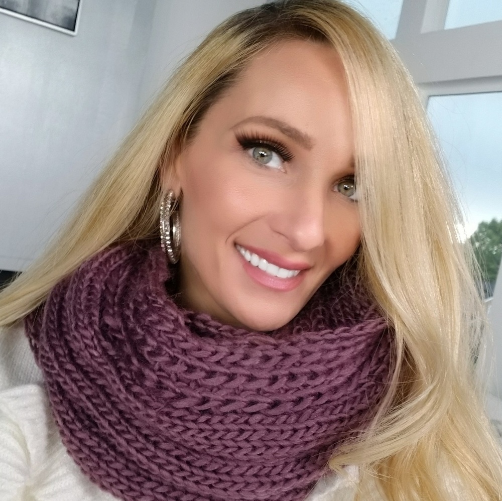 Purple Knit Infinity Scarf - Picture 2 of 4